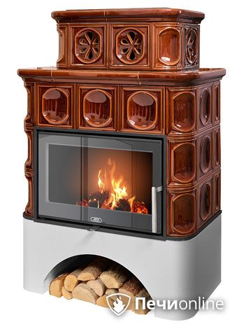 Печь-камин ABX Karelie (10кВт в воду), белый цоколь, коричневая в Иванове